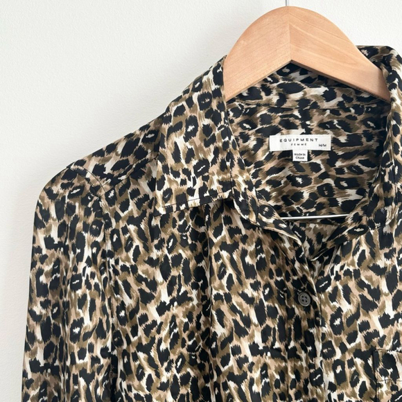Equipment Leopard Print Button Down Lightweight Blouse - Picture 3 of 11